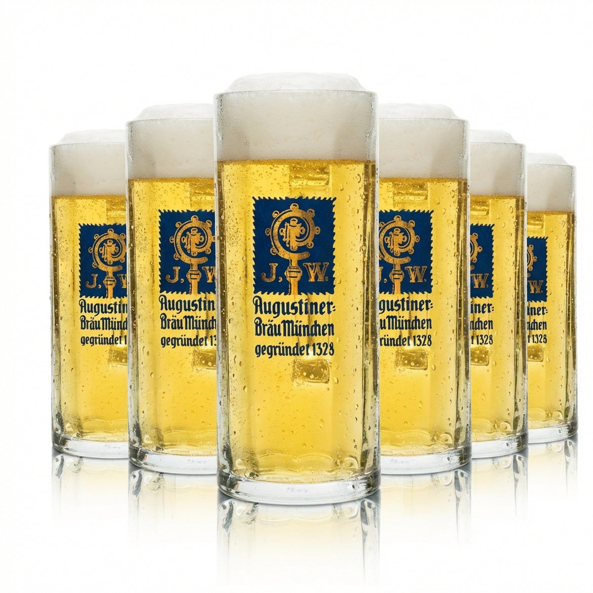 6 verres à bière Augustiner 0,5 l, chope Seidel Rastal