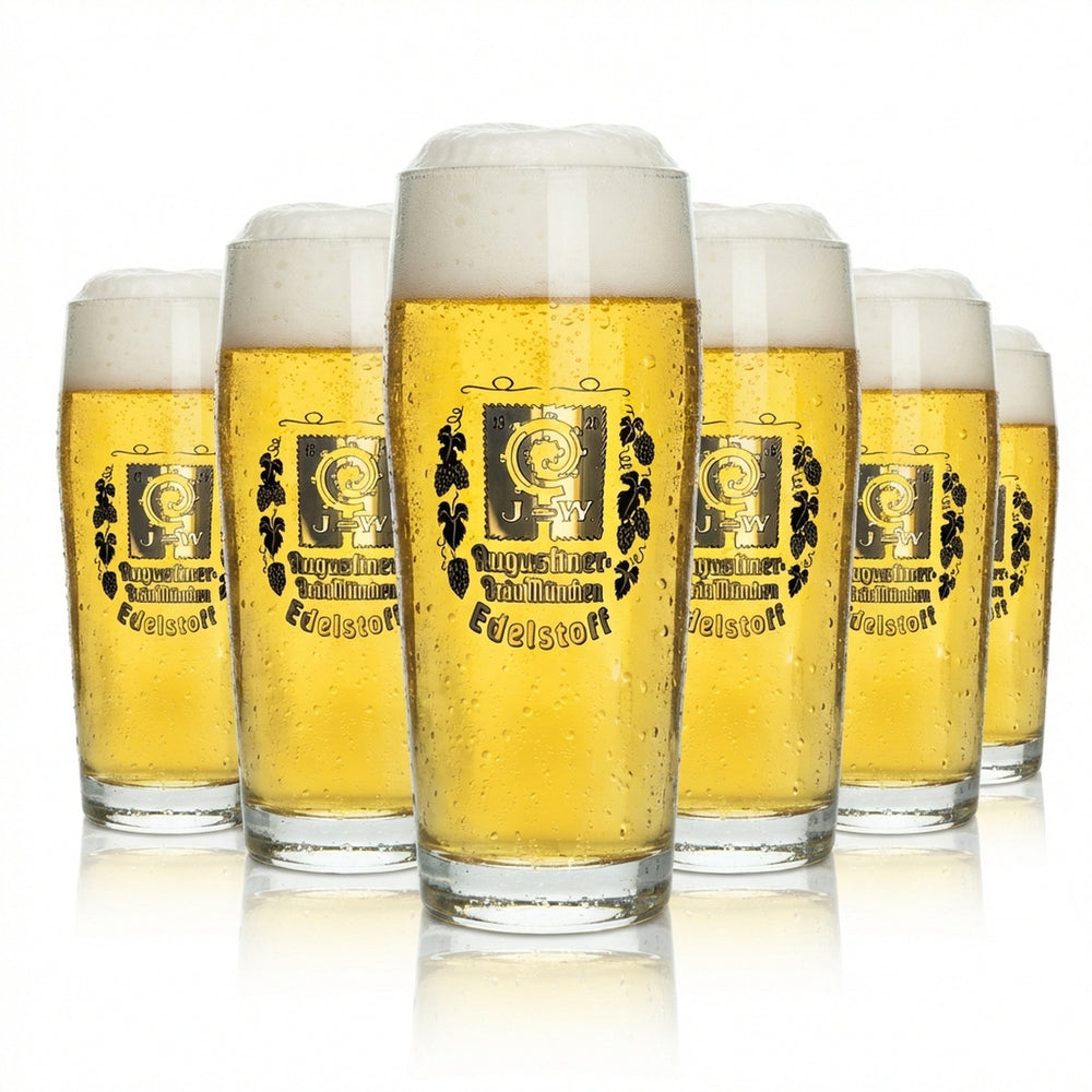 6 verres à bière Augustiner 0,5 l rastal avec bord doré