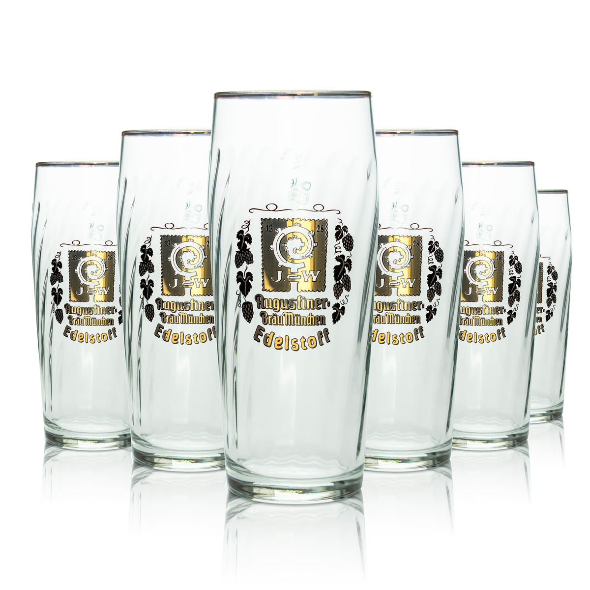 6 verres à bière Augustiner 0,5 l rastal avec bord doré – Vue 4