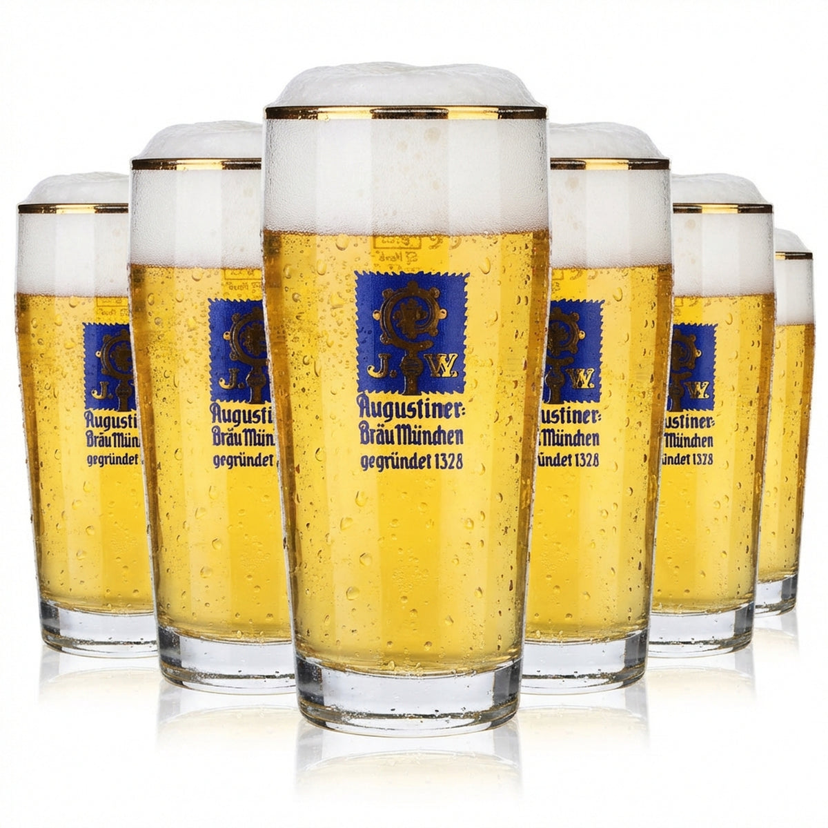 6 verres à bière Augustiner 0,3 l avec bord doré