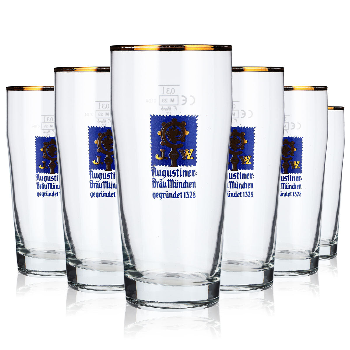 6 verres à bière Augustiner 0,3 l avec bord doré – Vue 5