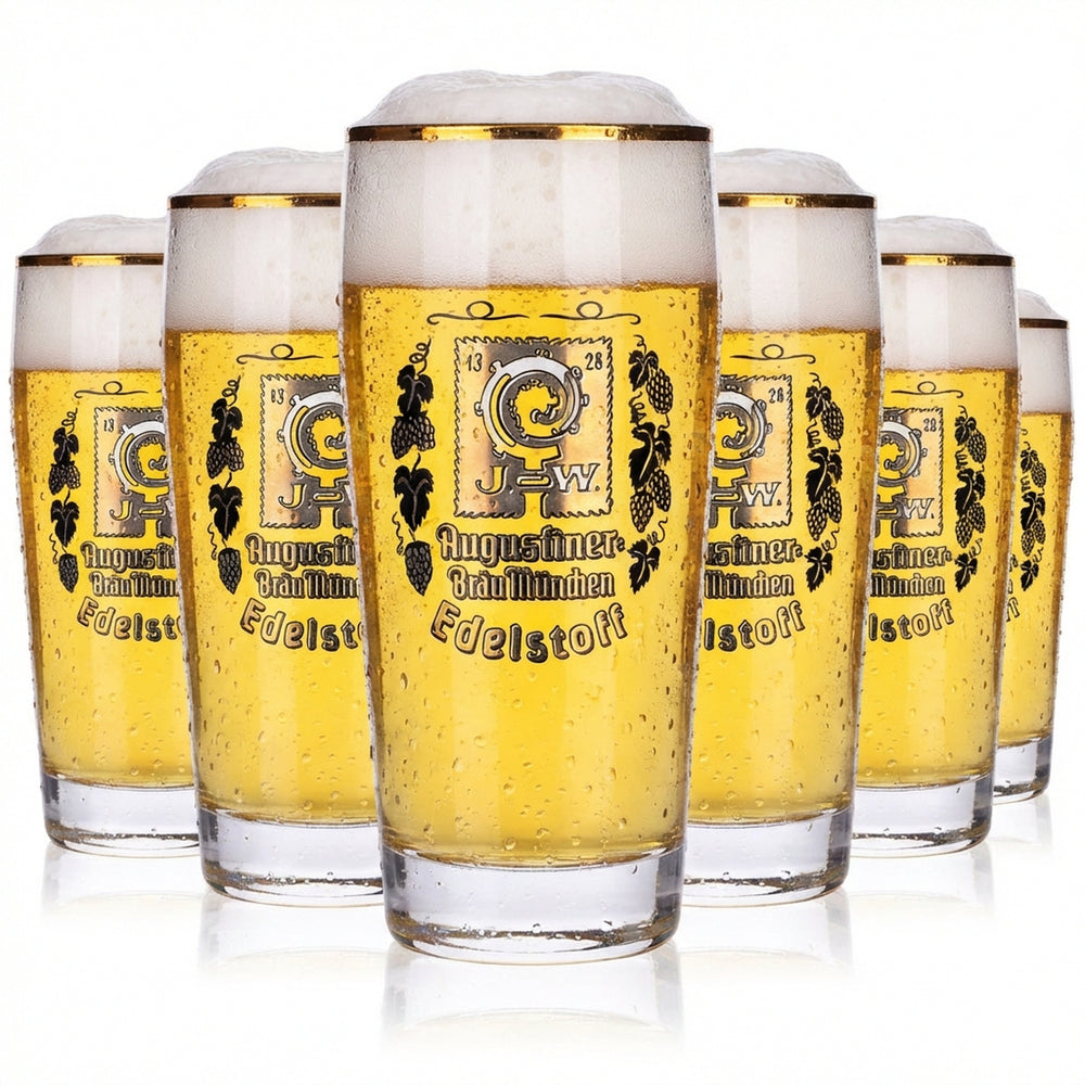 6 verres à bière Augustiner 0,25 l Willibecher Edelstoff logo doré