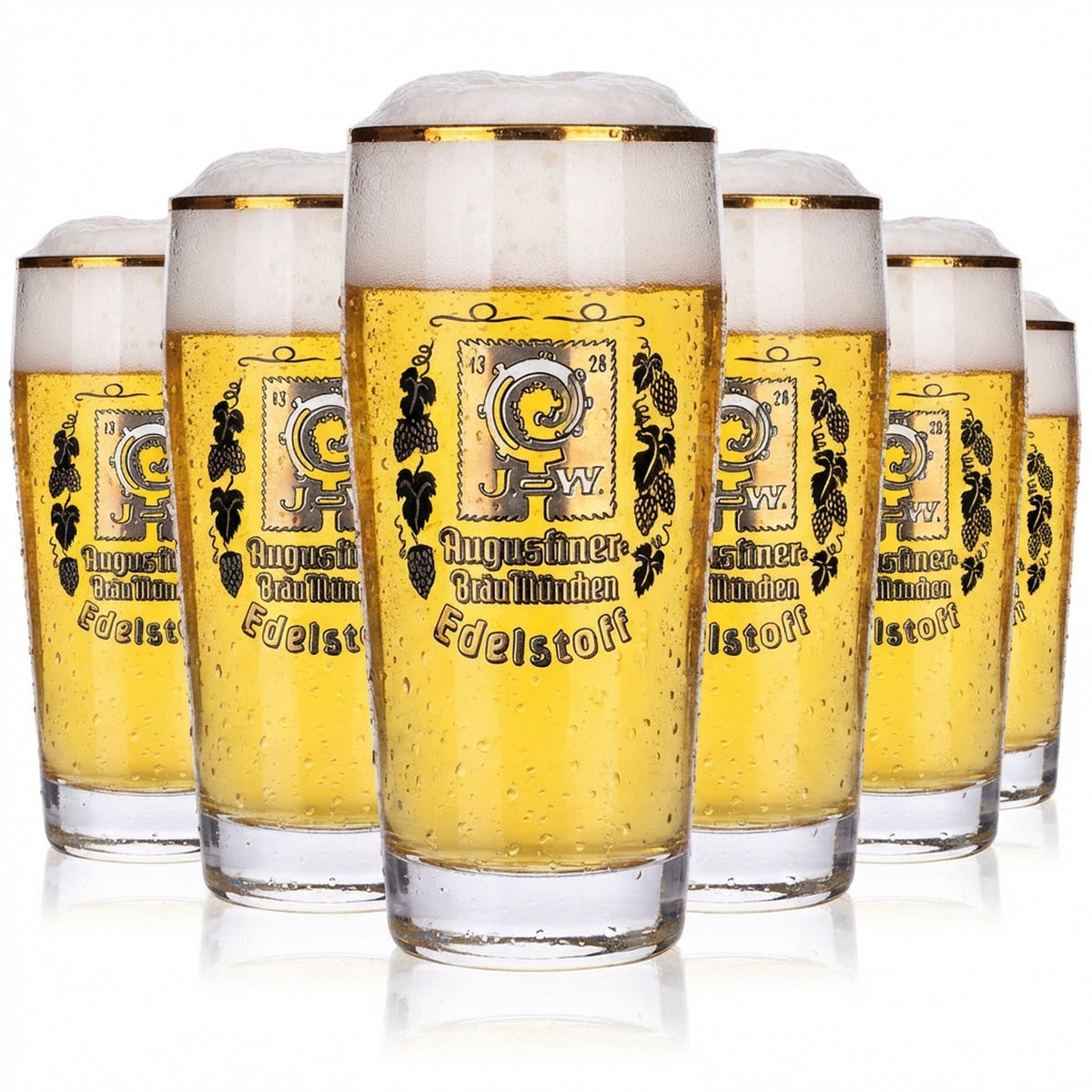 6 verres à bière Augustiner 0,25 l Willibecher Edelstoff logo doré