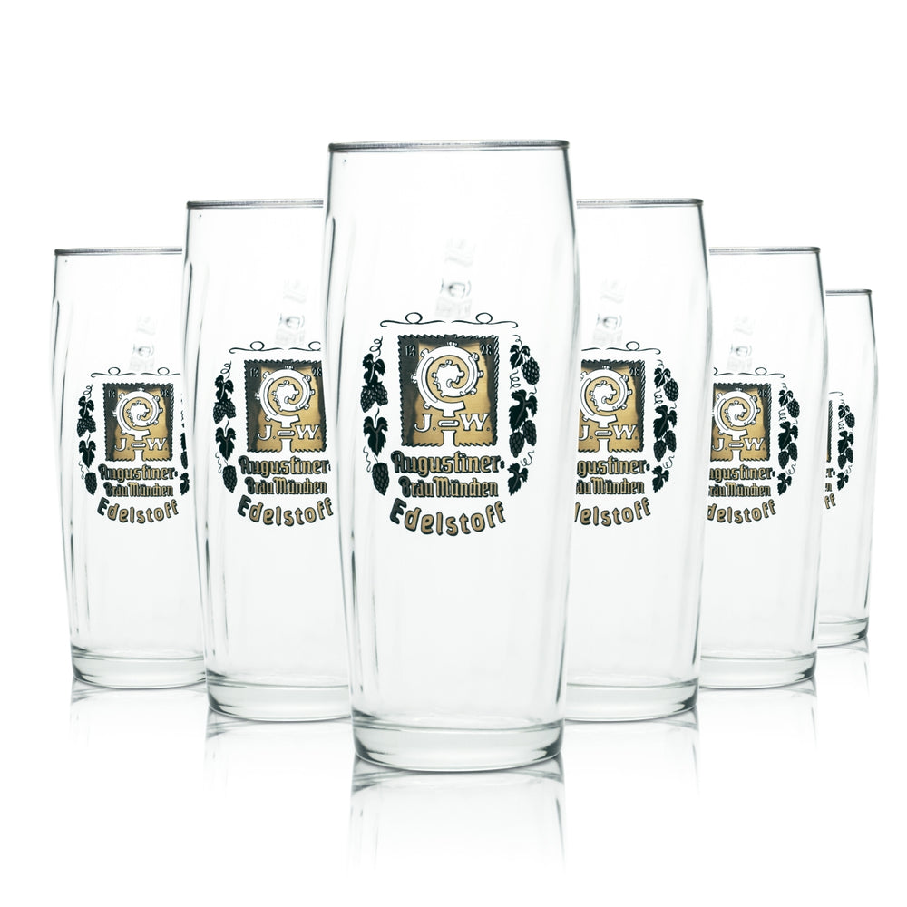 6 verres Augustiner 0,5 l Verres à bière à bord doré Edelstoff München Bräu