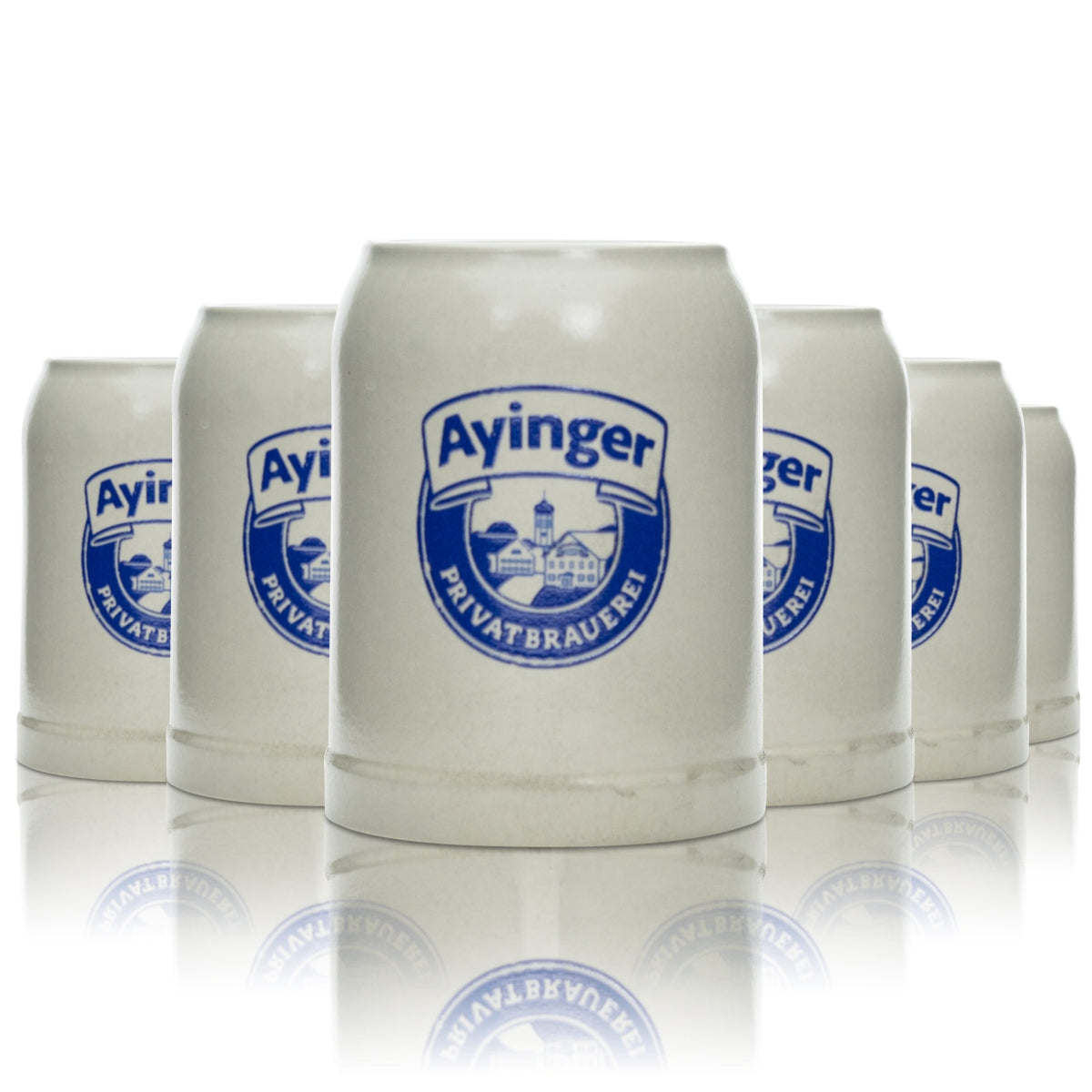 6 chopes à bière Ayinger 0,5 l en grès avec anse Verres à bière en grès Brasserie