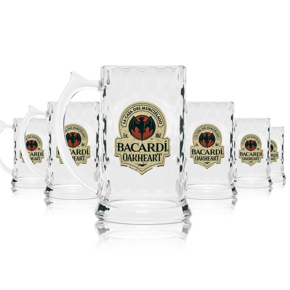 6 verres à rhum Bacardi en verre véritable Oakheart 350 ml