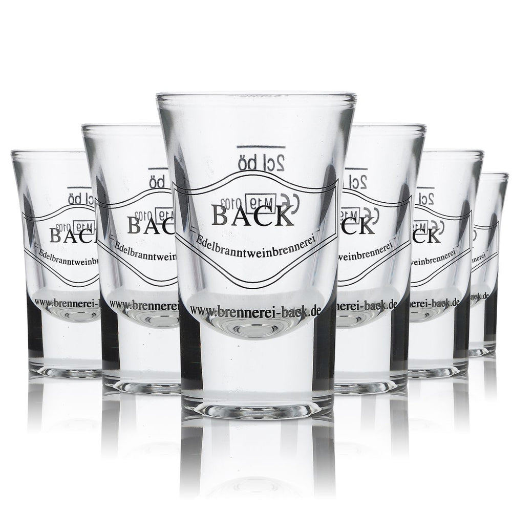 6x Back verre à liqueur 2cl verre à shot verre court stamper set de verres de distillerie Back