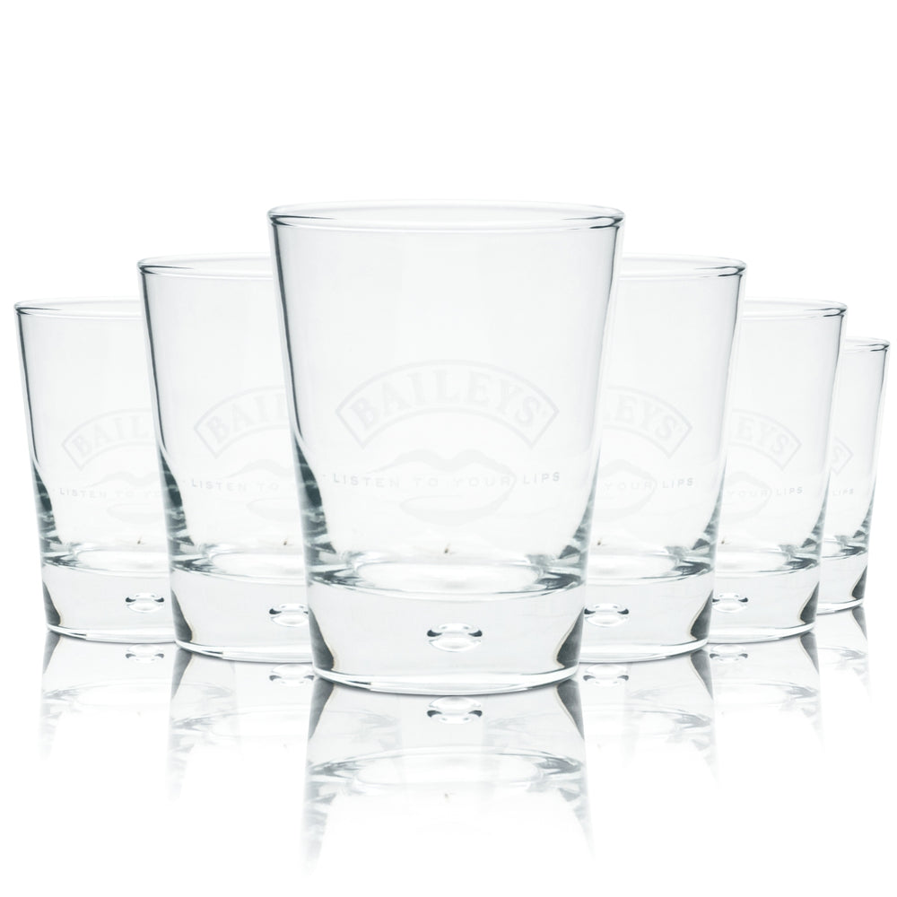 6 verres Baileys Tumbler Listen to your Lips Verres à bulles d'air Air Bubble Fond