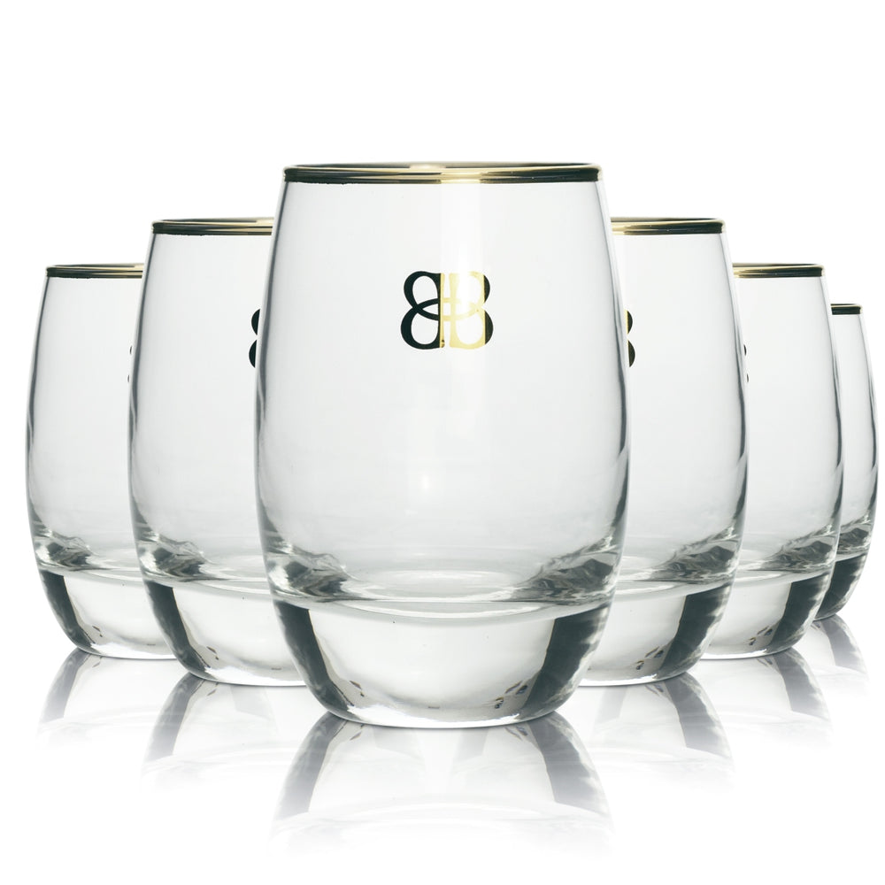 6 verres à liqueur Baileys avec bord doré et logo doré