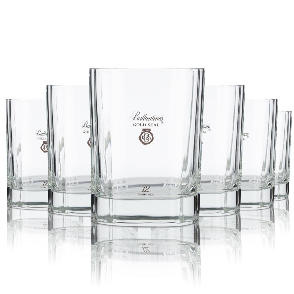 6x Ballantines 0,27 l Massive Whisky Tumbler Set de verres à whisky avec gravure en relief Gold Seal