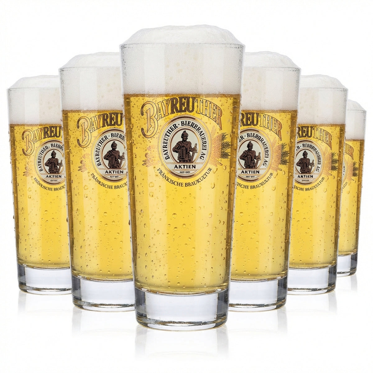 6 verres à bière Bayreuther 0,3 l Verres à bière Verre à bière Logo doré