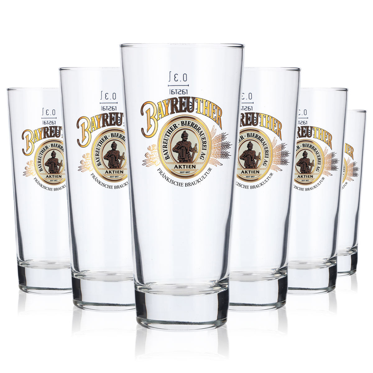 6 verres à bière Bayreuther 0,3 l Verres à bière Verre à bière Logo doré – Vue 5