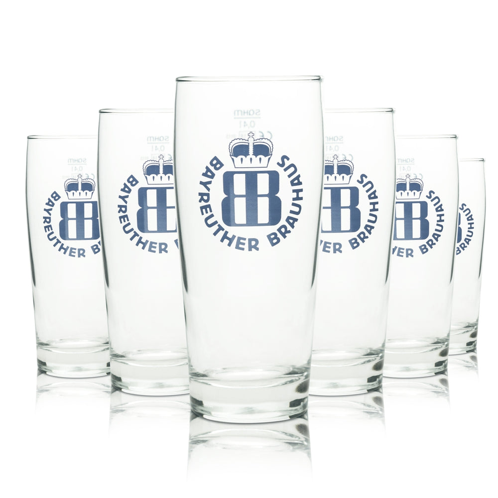 6 verres à bière Bayreuther 0,4 l Becher Sahm Willi Pils Verres à bière blonde export