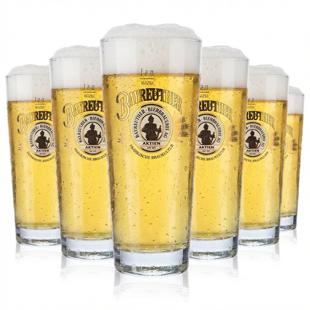 6 verres à bière Willi 0,5 l Bayreuther Bier Frankonia avec logo doré