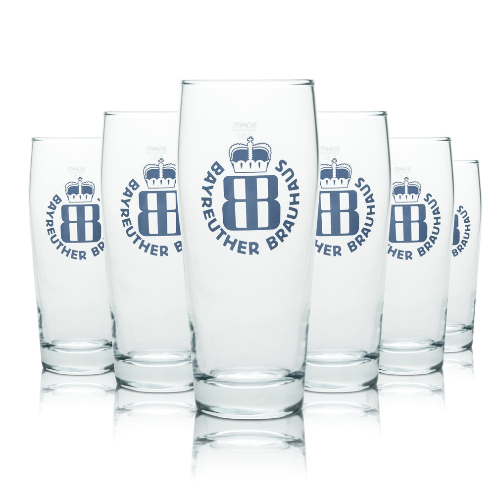 6 verres à bière Bayreuther Brauhaus 0,5 l, verres à pied, verres à bière, brasserie, restauration