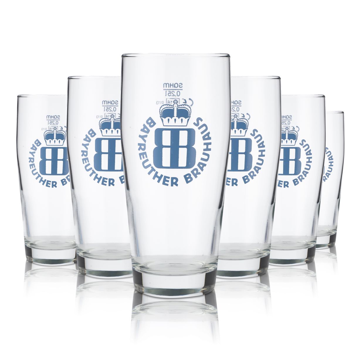 6 verres Bayreuther 0,25 l Willi Becher, verre à bière blonde, lot, brasserie, restauration
