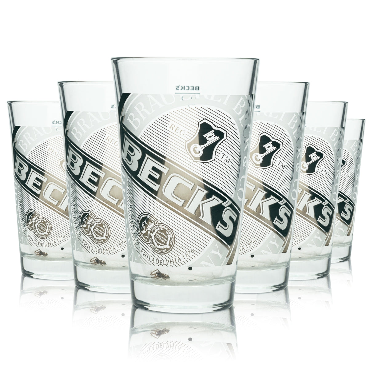 6 verres à bière Becks 0,2 l, demi-pinte, style rétro écossais, verres à collectionner, gobelets, bar