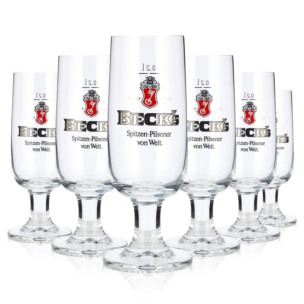 Lot de 6 verres à bière Becks de 0,2 l, modèle « Pokal » Pilsener Ritzenhoff
