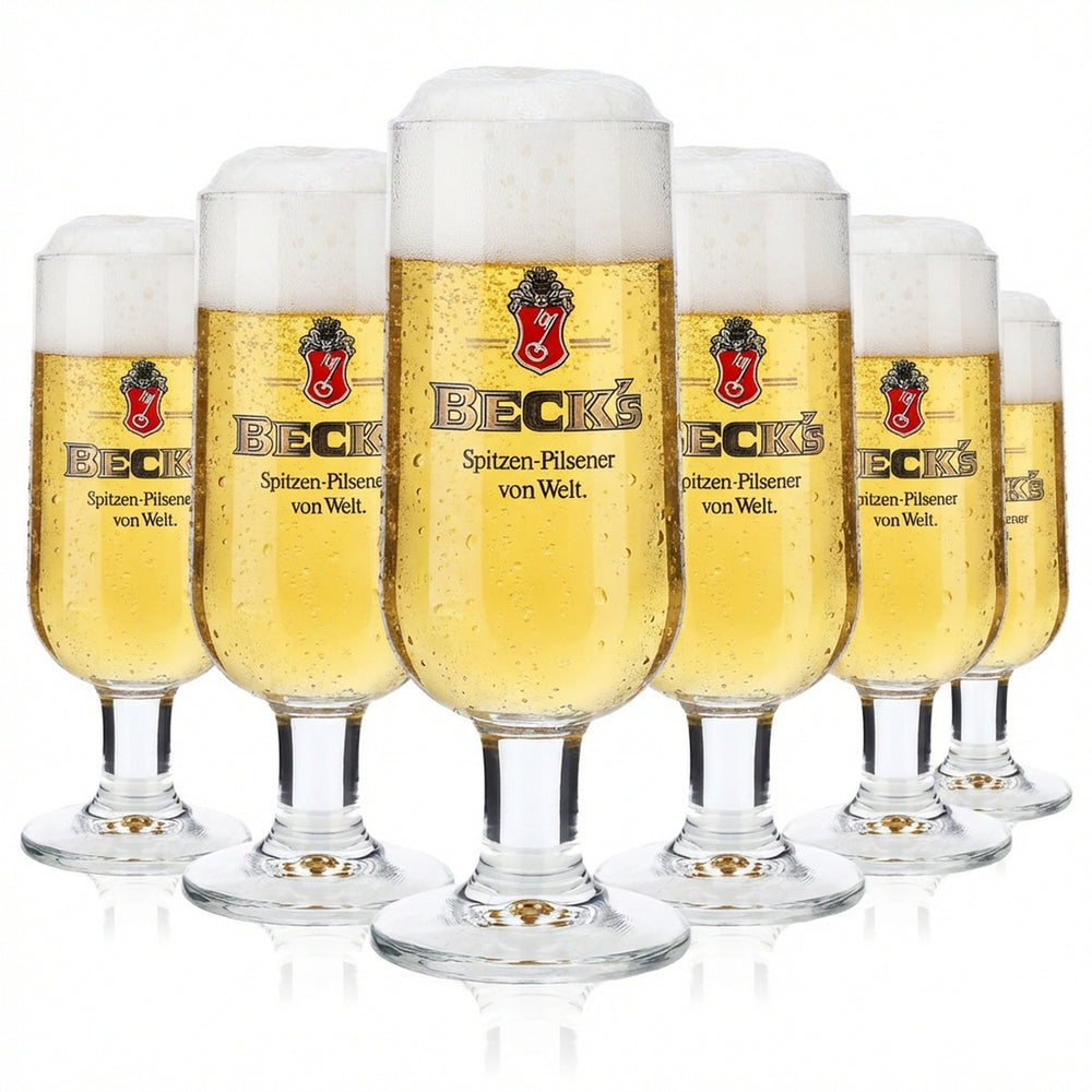 6 verres à bière Becks 0,3 l Verre à pied « Spitzen-Pilsener von Welt » RC