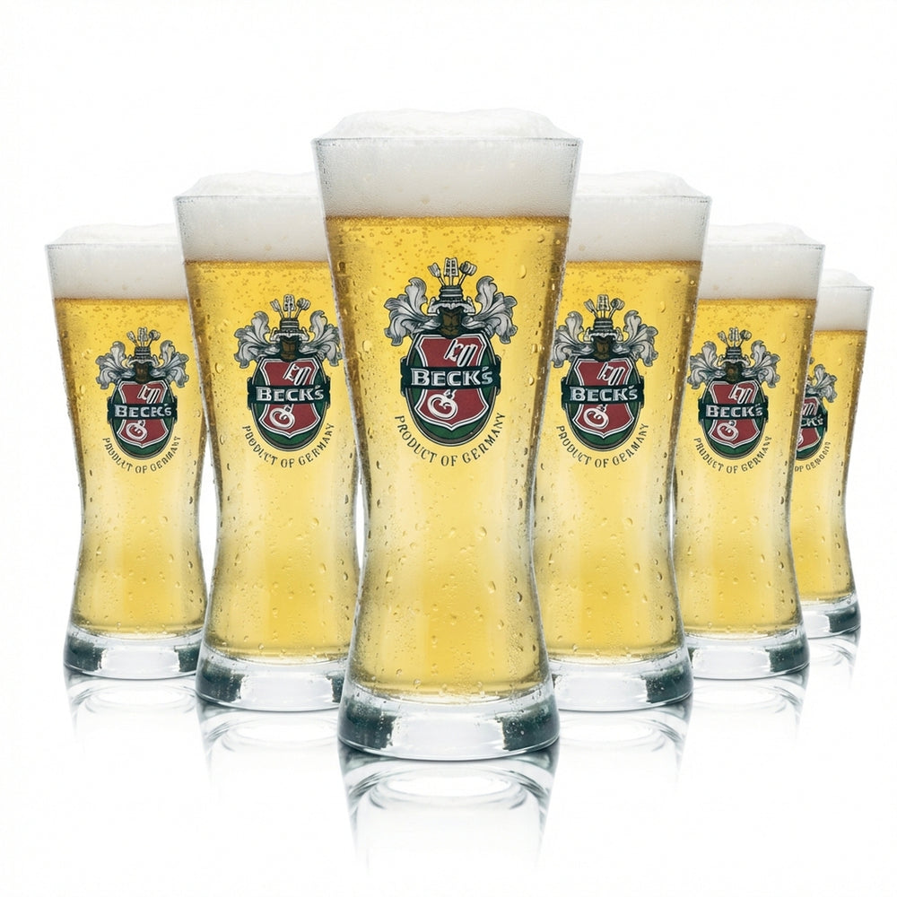 6x verres Becks 0,2 l, verres à bière, verres tulipes, verres de brasserie, bière Pils, bar