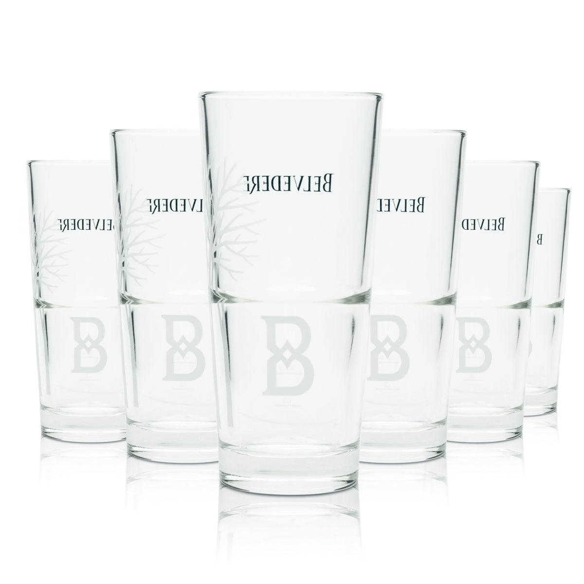 6 verres à long drink Belvedere Vodka nouveau motif « B » verres à cocktail chêne bar