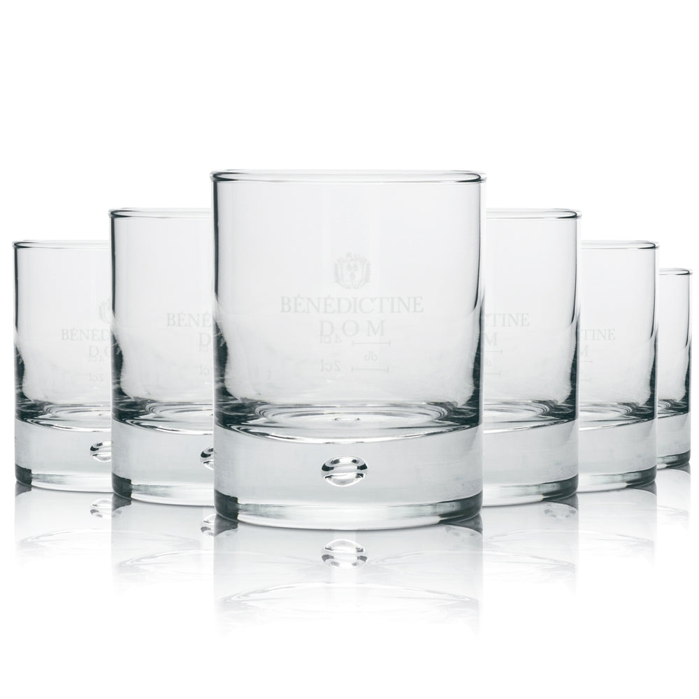 6 verres à whisky Benedictine avec bulle dans le fond