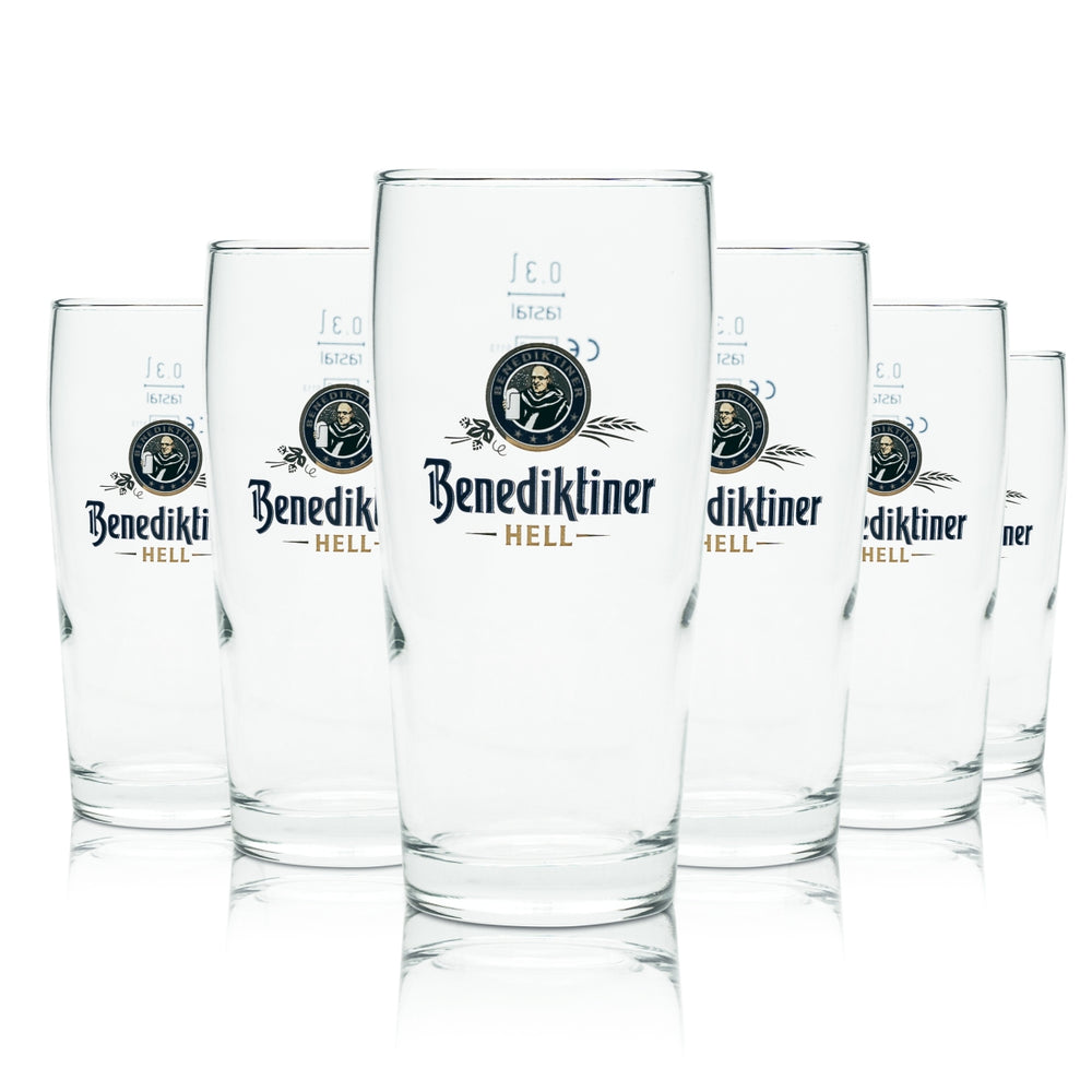6 verres à bière Benediktiner 0,3 l Willi Becher « Hell » Sahm Brauerei Tumbler