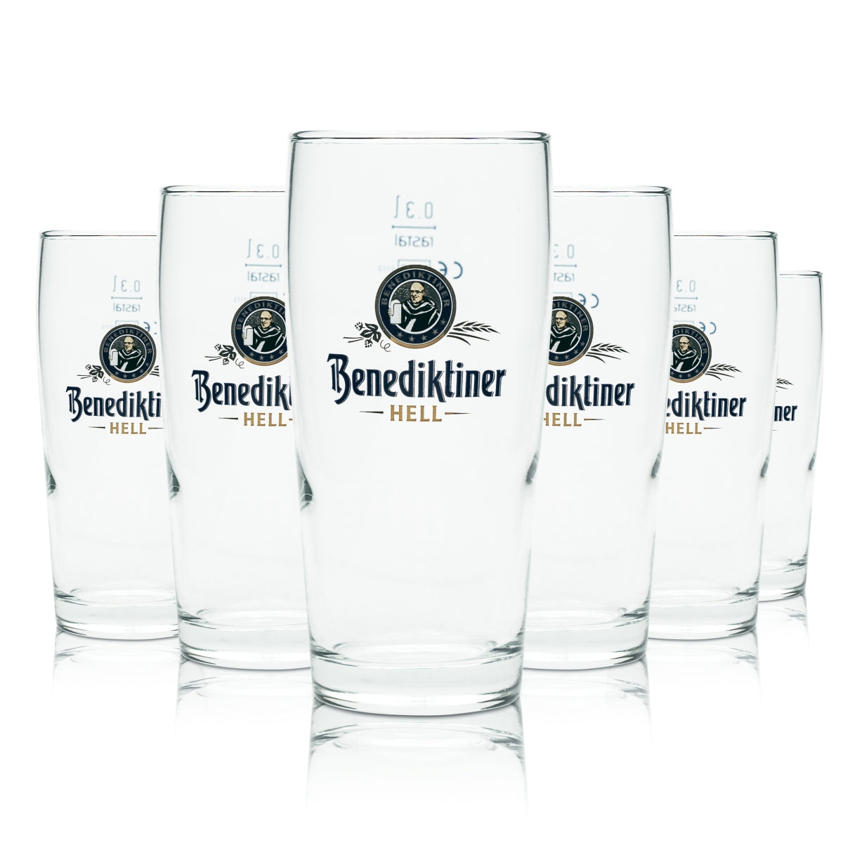 6 verres à bière Benediktiner 0,3 l Willi Becher « Hell » Sahm Brauerei Tumbler