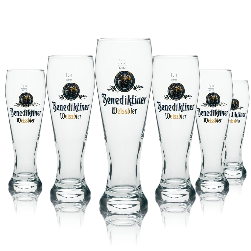 6 verres à bière Benediktiner Weizen 0,5 l Rastal