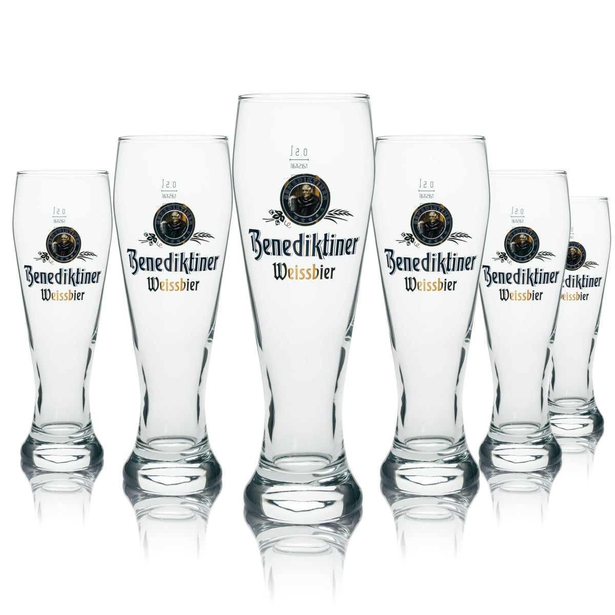 6 verres à bière Benediktiner Weizen 0,5 l Rastal