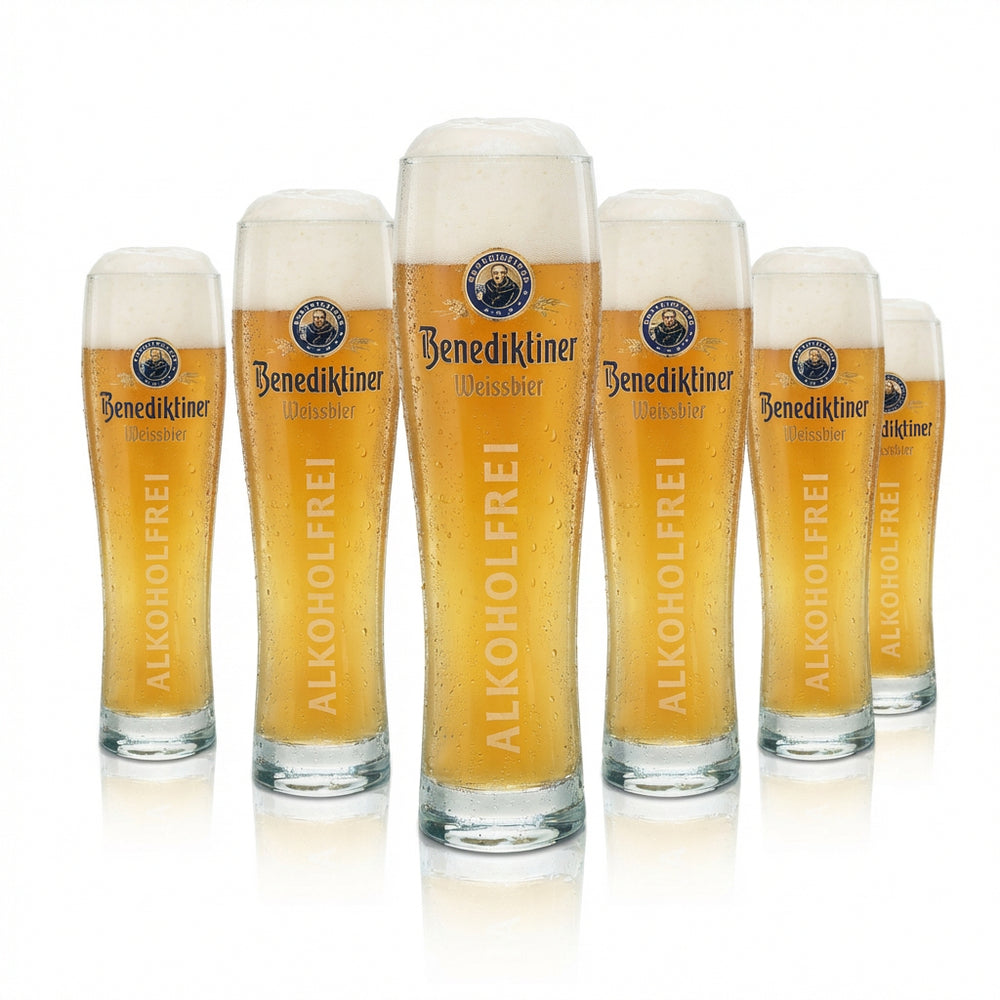 Lot de 6 verres à bière Benediktiner 0,3 l Verres à bière blanche sans alcool avec graduation, adaptés à la restauration