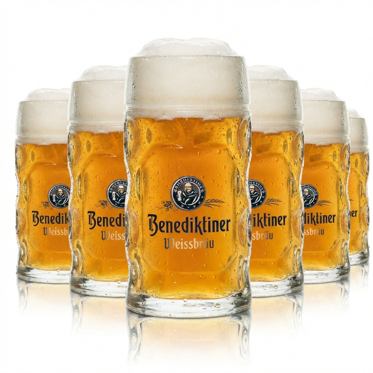 6 verres à bière Benediktiner Weissbräu 0,3 l, chope Isar Seidel avec anse