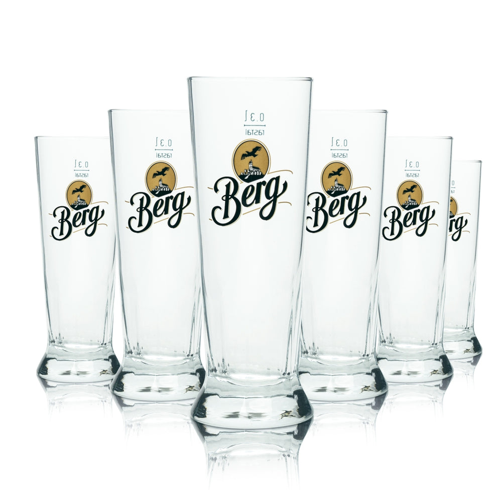 6 verres à bière Berg Brauerei 0,3 l, verres trapézoïdaux Rastal Pils, verres tulipe, coupe, bar