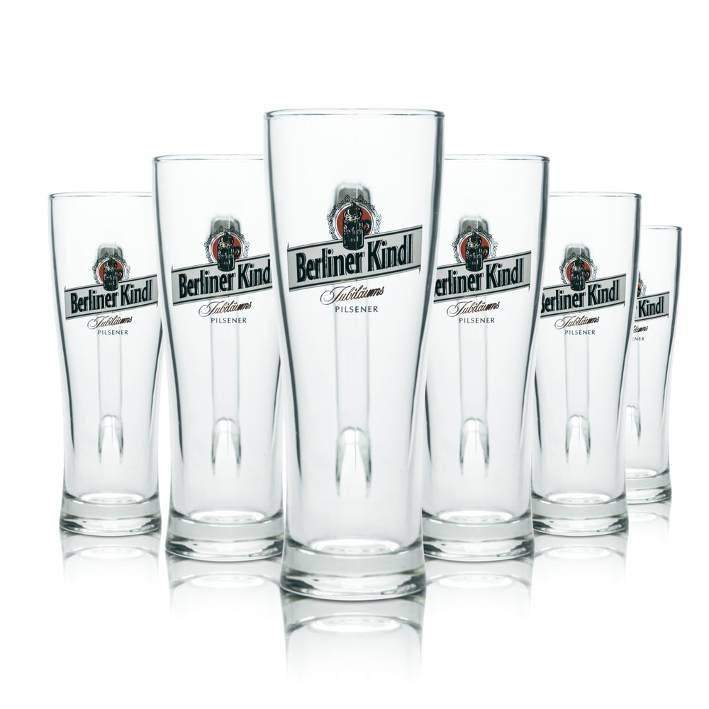 6 verres Berliner Kindl 0,5 l, design chope à bière, verres profilés, brasserie Pilsener