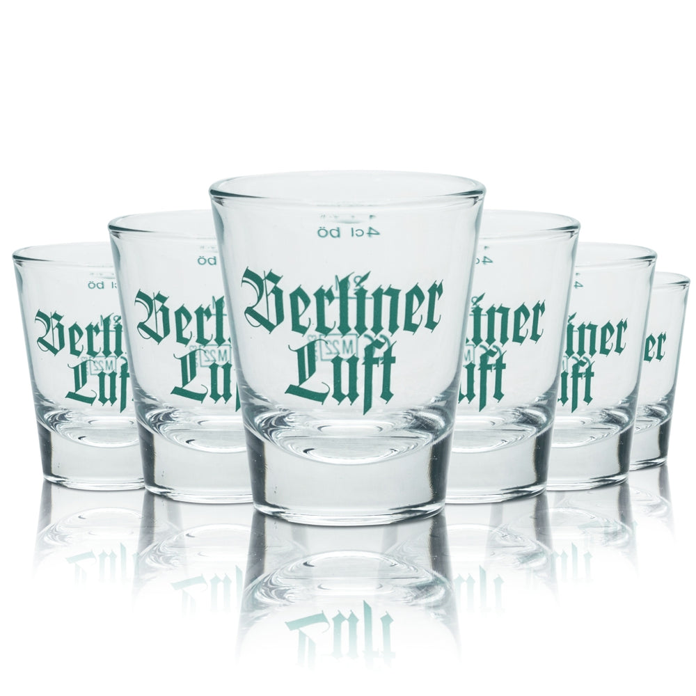 6 verres à schnaps Berliner Luft 4 cl Stamper Short Shot Pfeffi Gastro Chêne