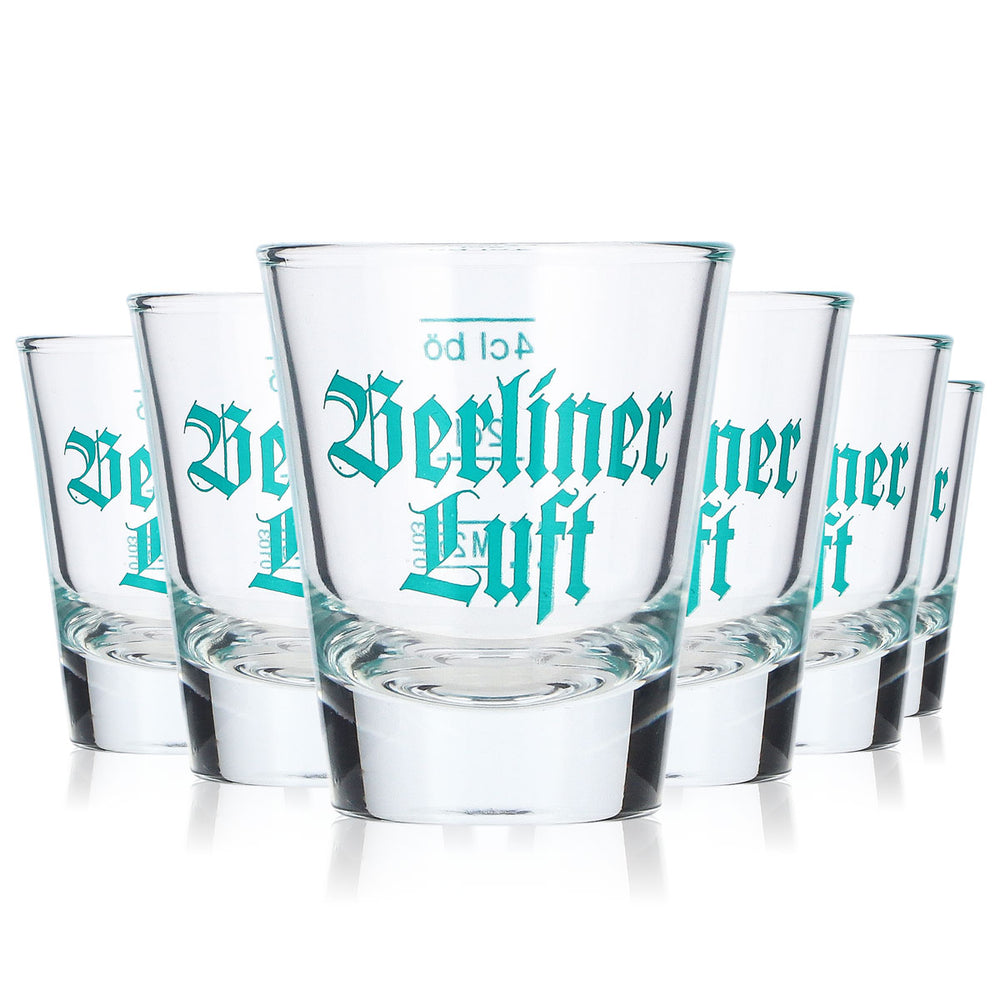 Lot de 6 verres à tequila Berliner Luft de 2 cl + verres à shot de 4 cl avec logo turquoise