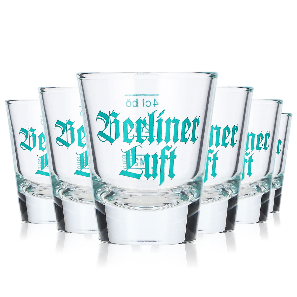 Lot de 6 verres à tequila Berliner Luft de 2 cl + verres à shot de 4 cl avec logo turquoise