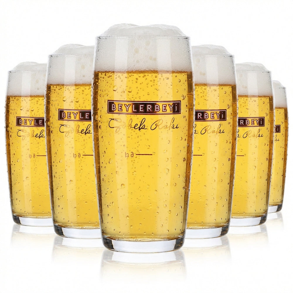 6 verres Beylerbeyi Raki 0,2 l, forme conique, 6 cl, logo doré