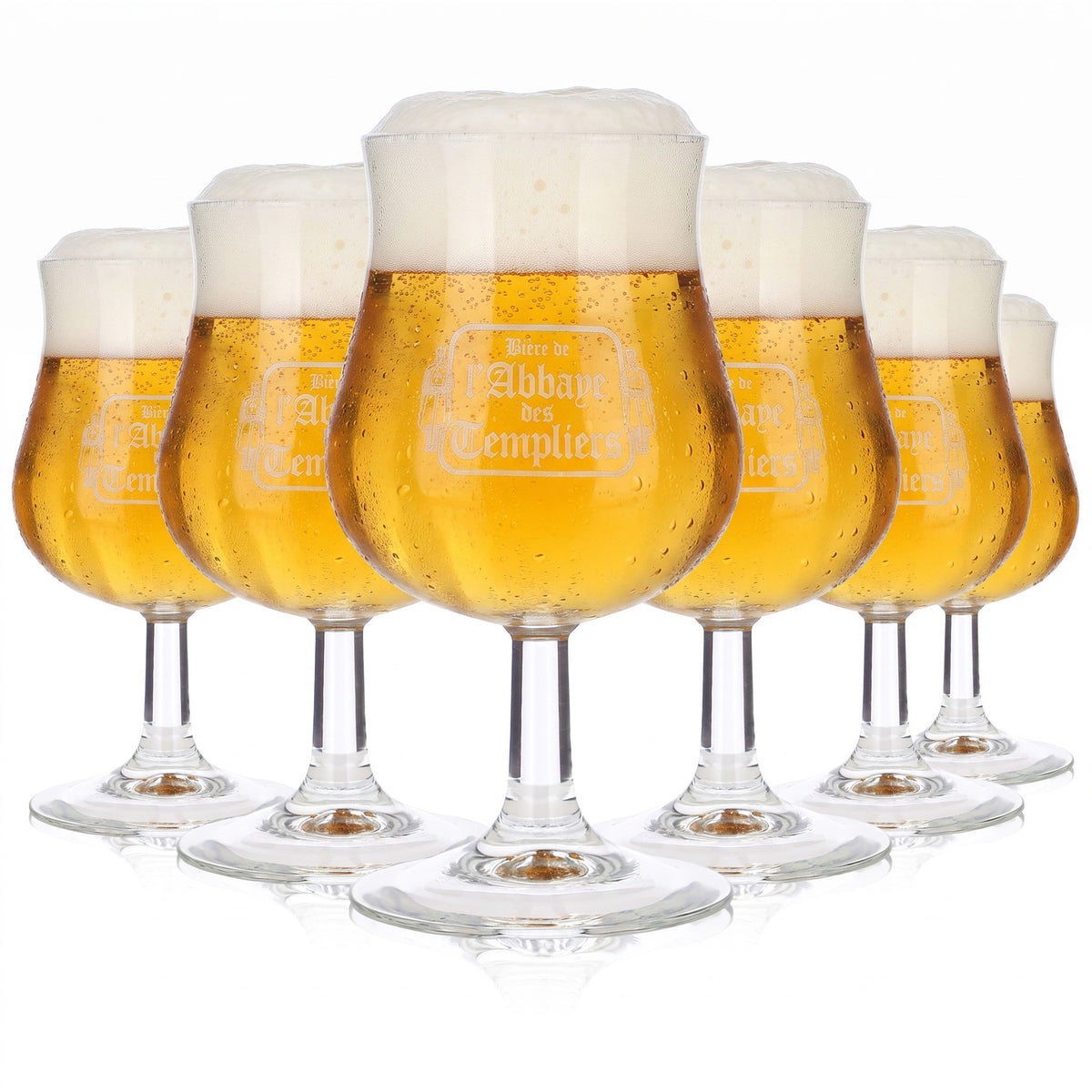 6 verres à bière « Bieres d’Abbaye » de 0,38 l, forme tulipe, avec le logo « Ritter » en blanc (lot de 6)