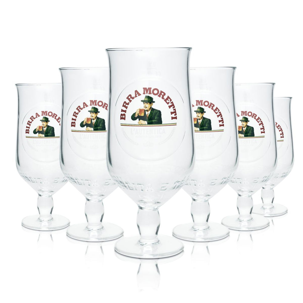 6 verres à bière Birra Moretti 0,5 l, forme tulipe L'Autentica Verres à bière italiens