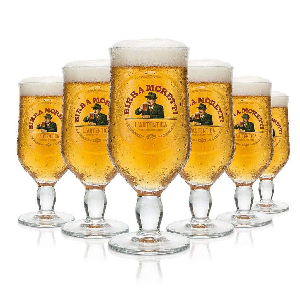 6x Birra Moretti Gas 0,25 l verres tulipe Ricetta Dal 1859 Pils Italie