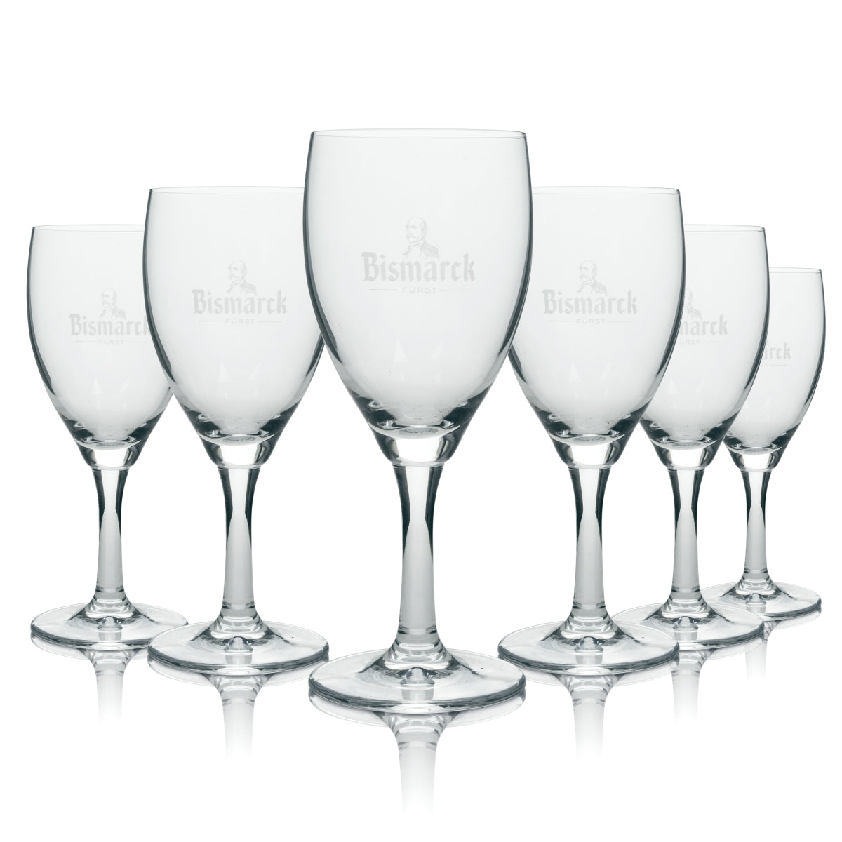6 verres à eau Bismarck, calice blanc avec inscription « Ritzenhoff » 26 cl