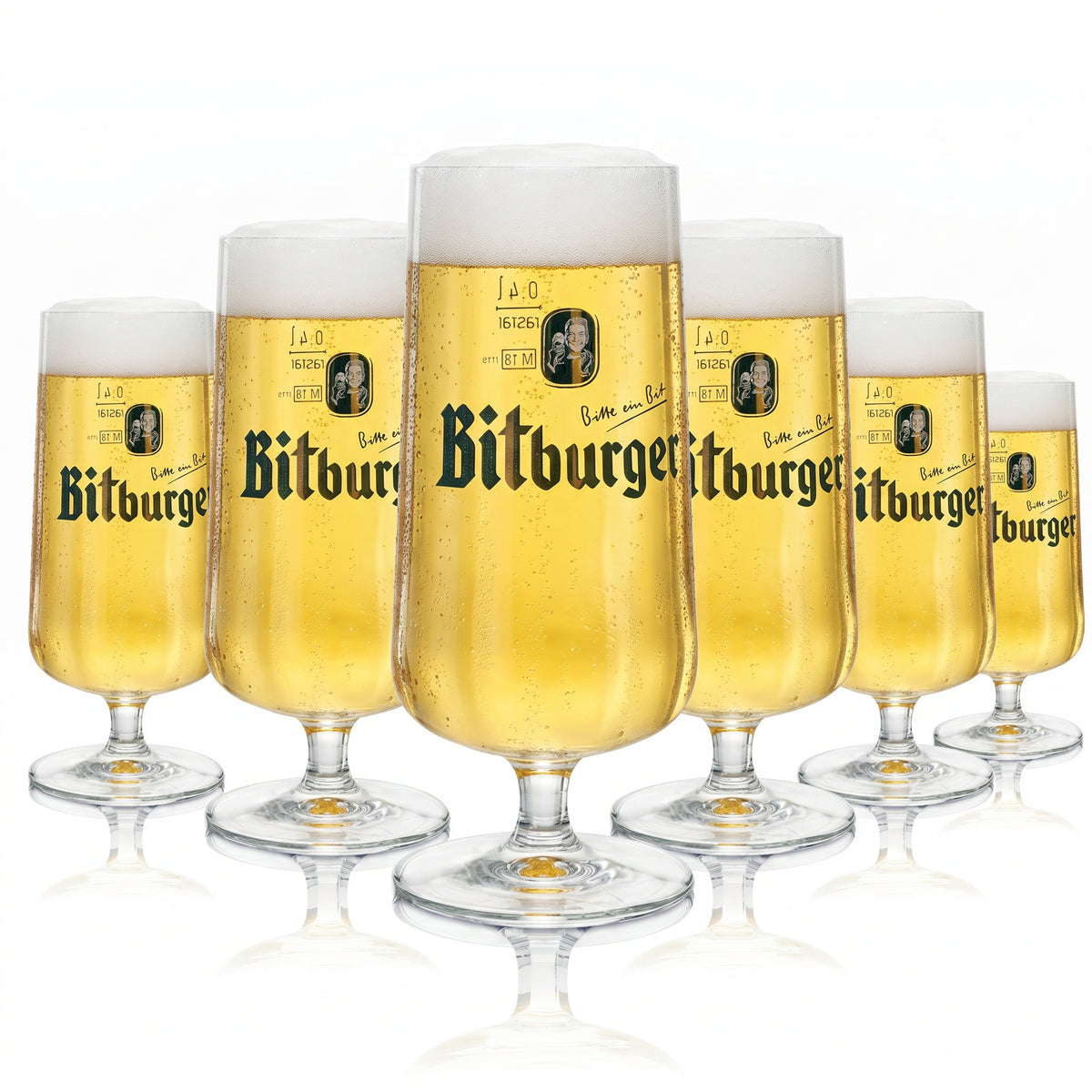 6 verres à bière Bitburger de 0,4 l, modèle « Exclusiv Pokal » en forme de tulipe