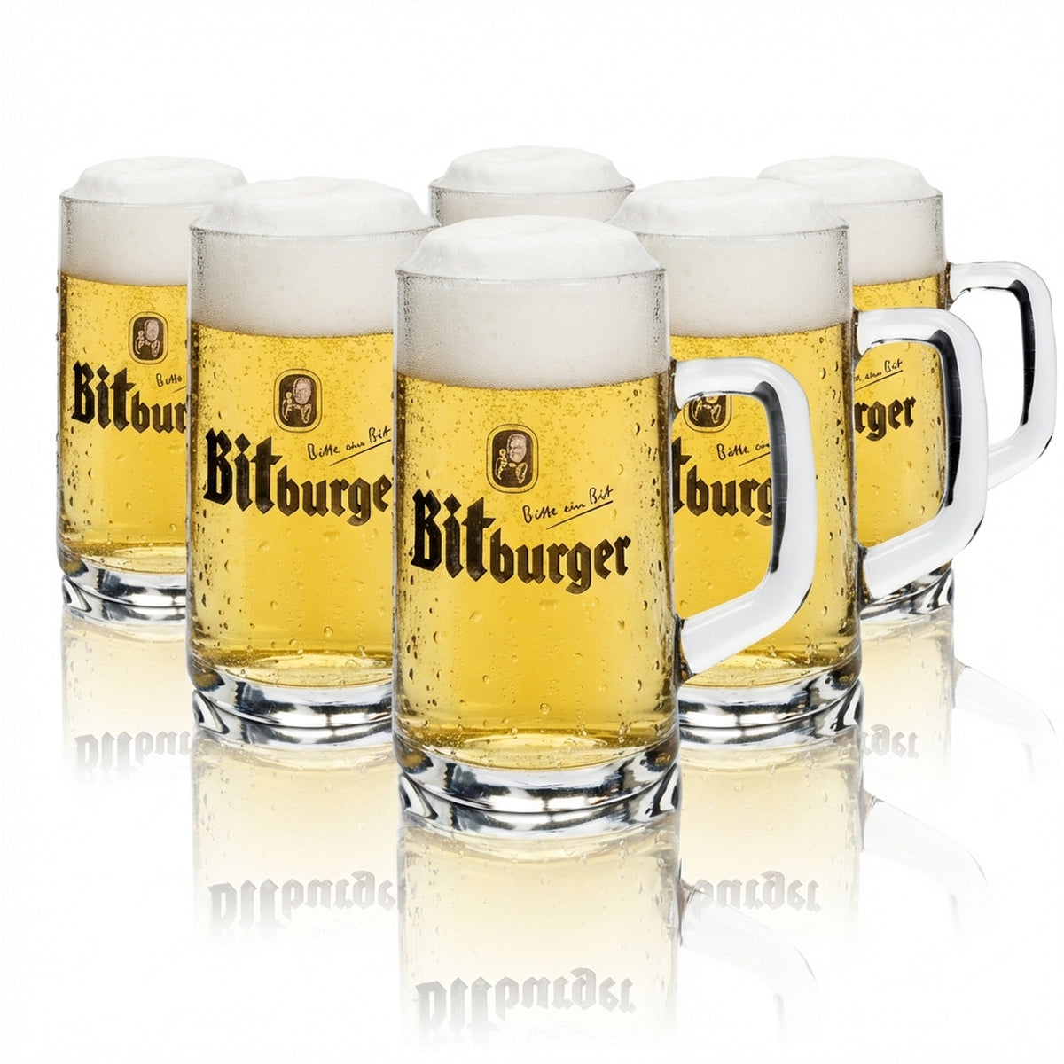 6 verres à bière Bitburger Humpen 0,3 l Rastal