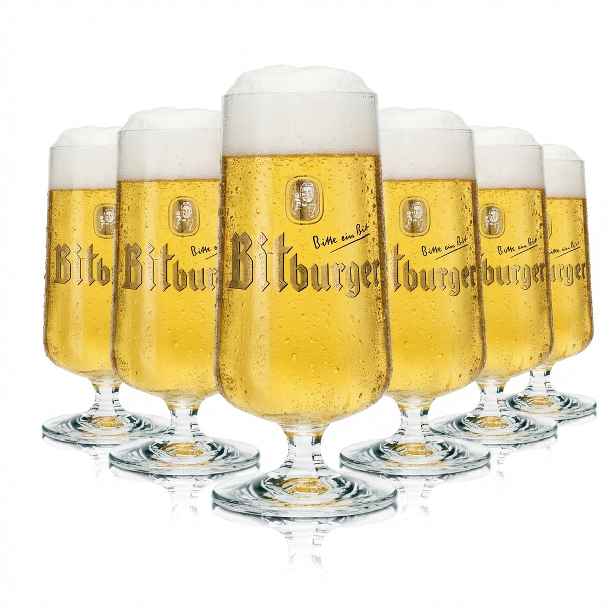 6 verres Bitburger 0,1 l, forme tulipe, verres à dégustation de bière, Pils, brasserie, bar