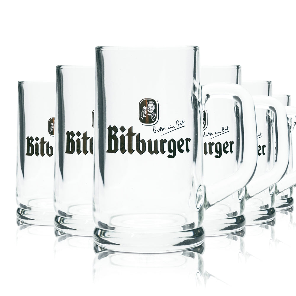 6 verres à bière Bitburger 0,25 l, chopes Humpen Seidel Pils, calibrés, pour la restauration