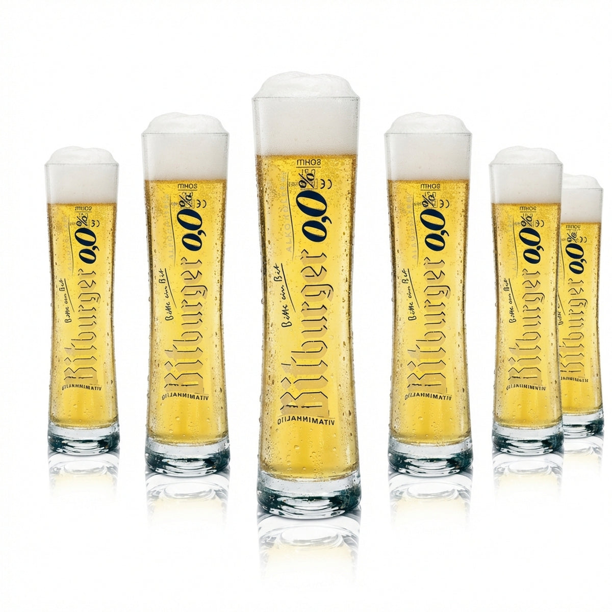6 verres à bière Bitburger 0,2 l, sans alcool, 0,0 %, verres Gastro Brauerei