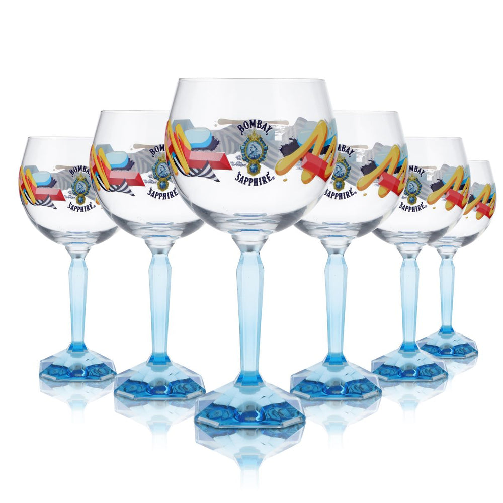 6 verres Bombay Sapphire 0,48 l Verre ballon Stir Creativity Édition spéciale Gin Tonic