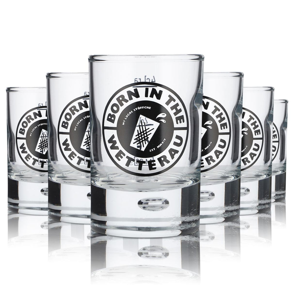 6x Born in the Wetterau Verre à schnaps 4 cl Verres à schnaps courts Set Gastro