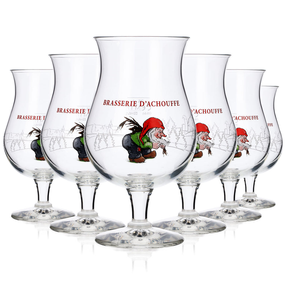 6 verres Brasserie D'Achouffe 0,25 l Verres à bière artisanale Brasserie Belgique Nain Gnome